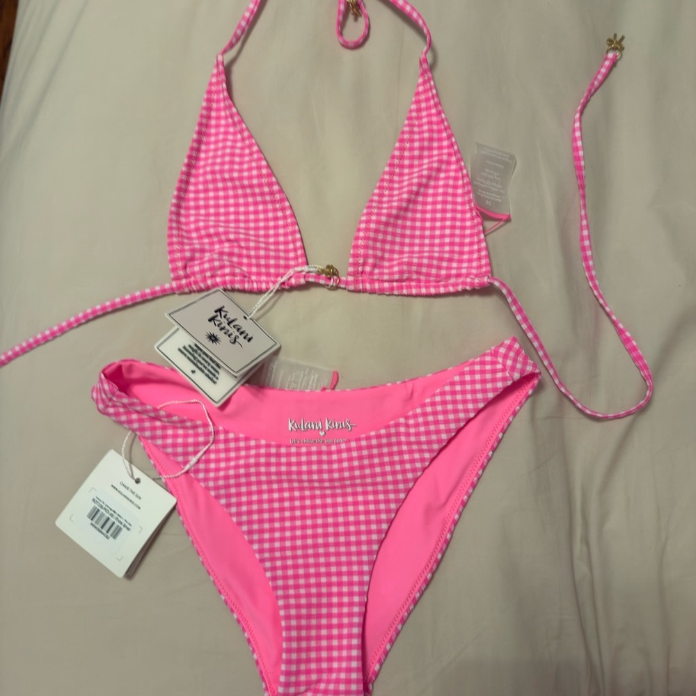 Kulani Kinis Pink Gingham Bikini set